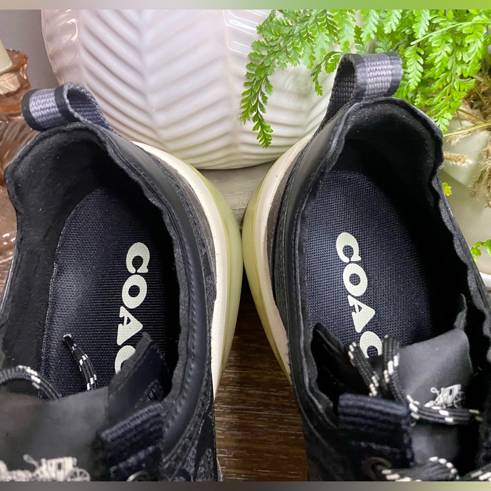 Coach Mens 12D Leather Citysole Runner Suede Designer Sneakers Shoes Black Gray - Picture 9 of 12